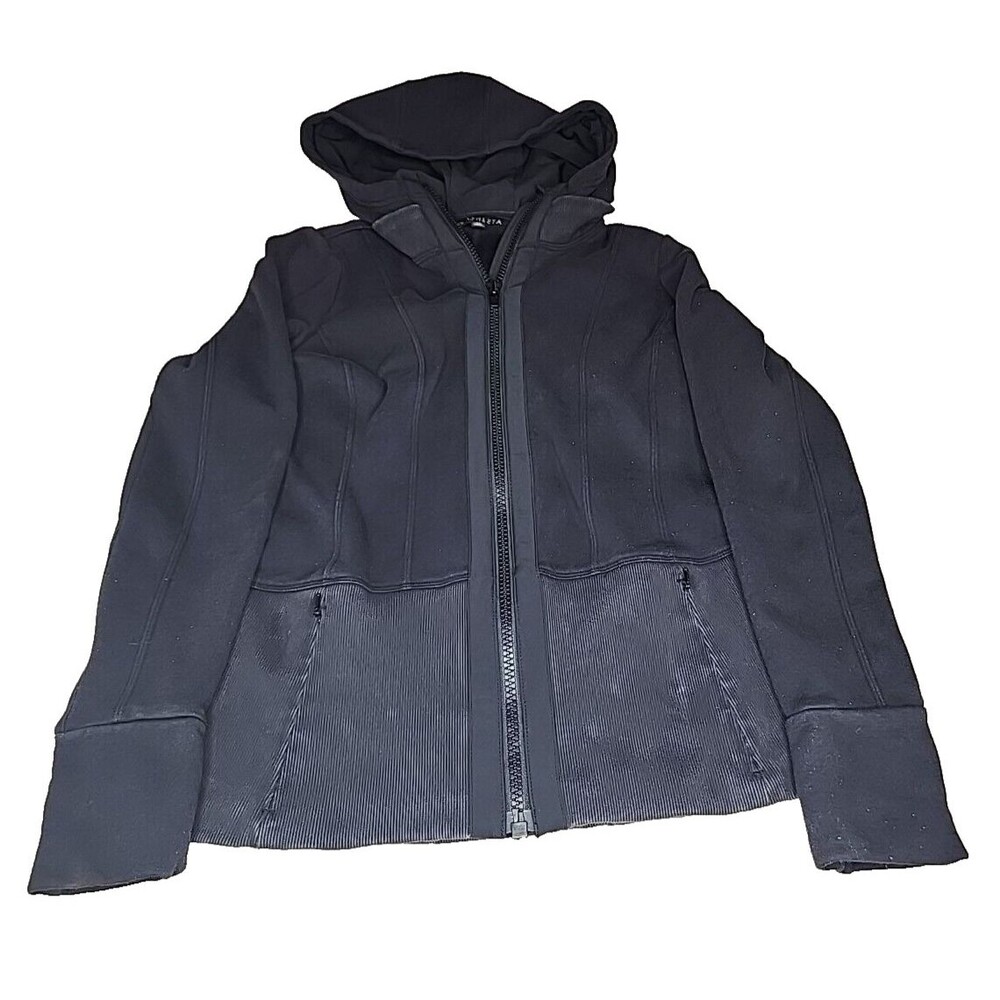 Athleta Womens Black Long Sleeve Home Town Full Zip Stretch Hoodie Jacket XS